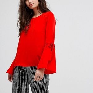 Crimson Red Bell Sleeve Top